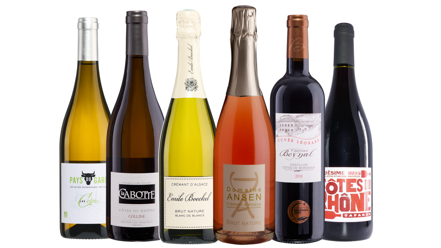 Bild mit 6 verschiedenen Bioweinen