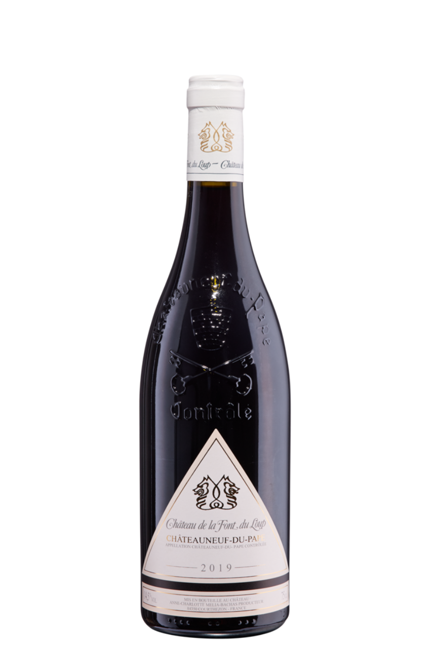 Flasche Rotwein Châteauneuf-du-Pape rouge vom Château de la Font du Loup
