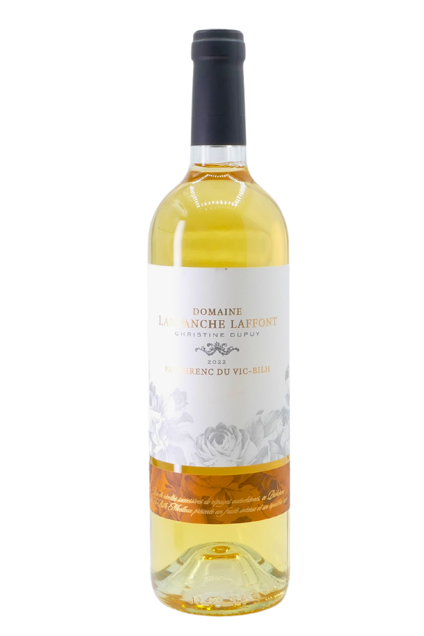 Flasche mit Weißwein, Aufschrift: Pacherenc du Vic Bilh