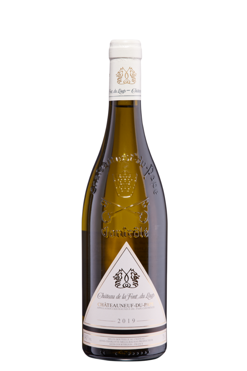 Flasche Weißwein Châteauneuf-du-Pape blanc vom Château de la Font du Loup